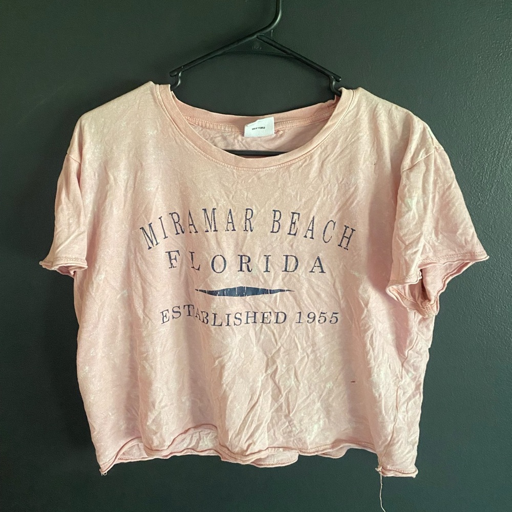 Pink Crop T-Shirt with Short Sleeves